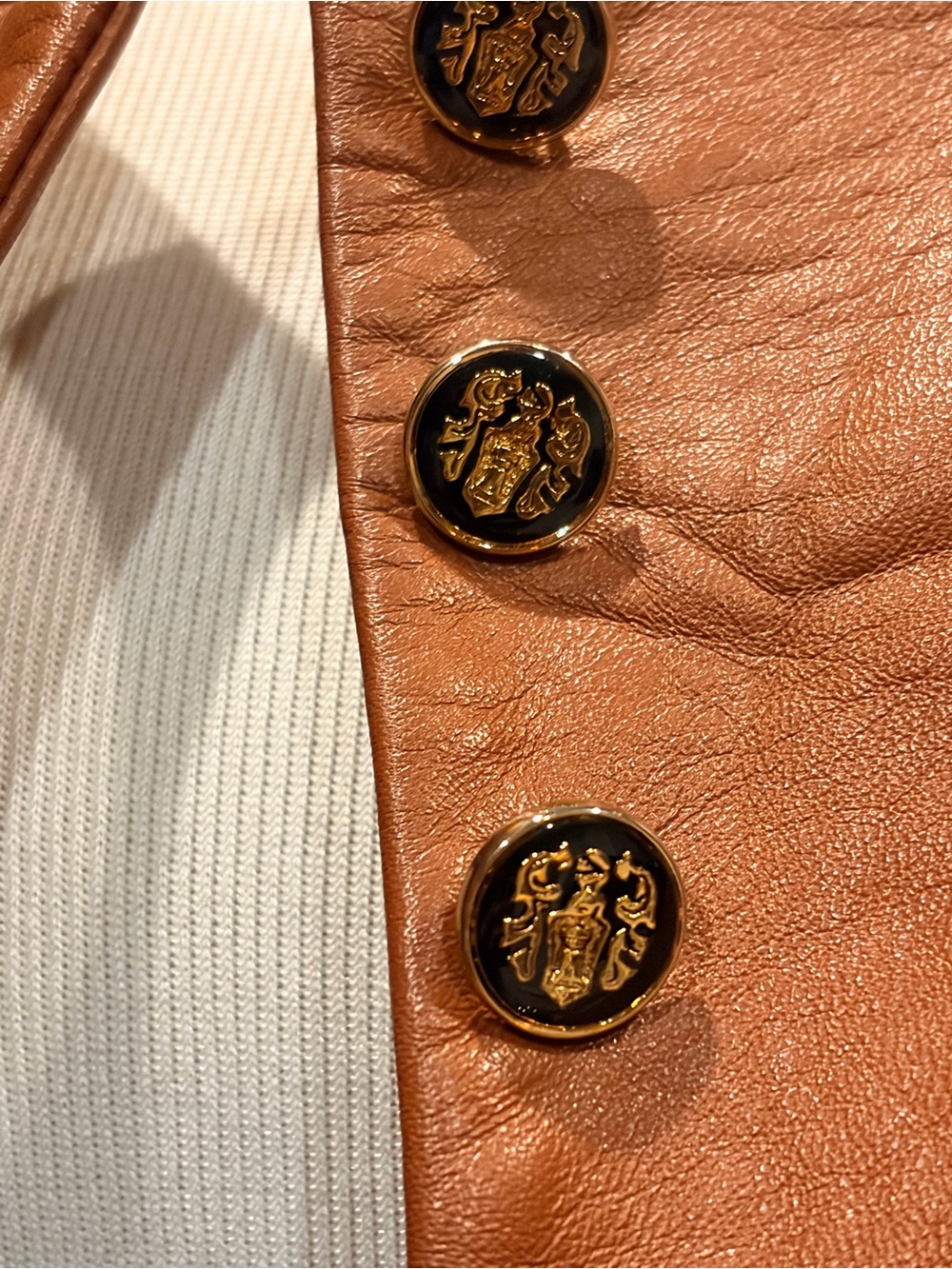 Members Only Short-Sleeve Leather Jacket in Cognac Brown - Picture 3 of 6